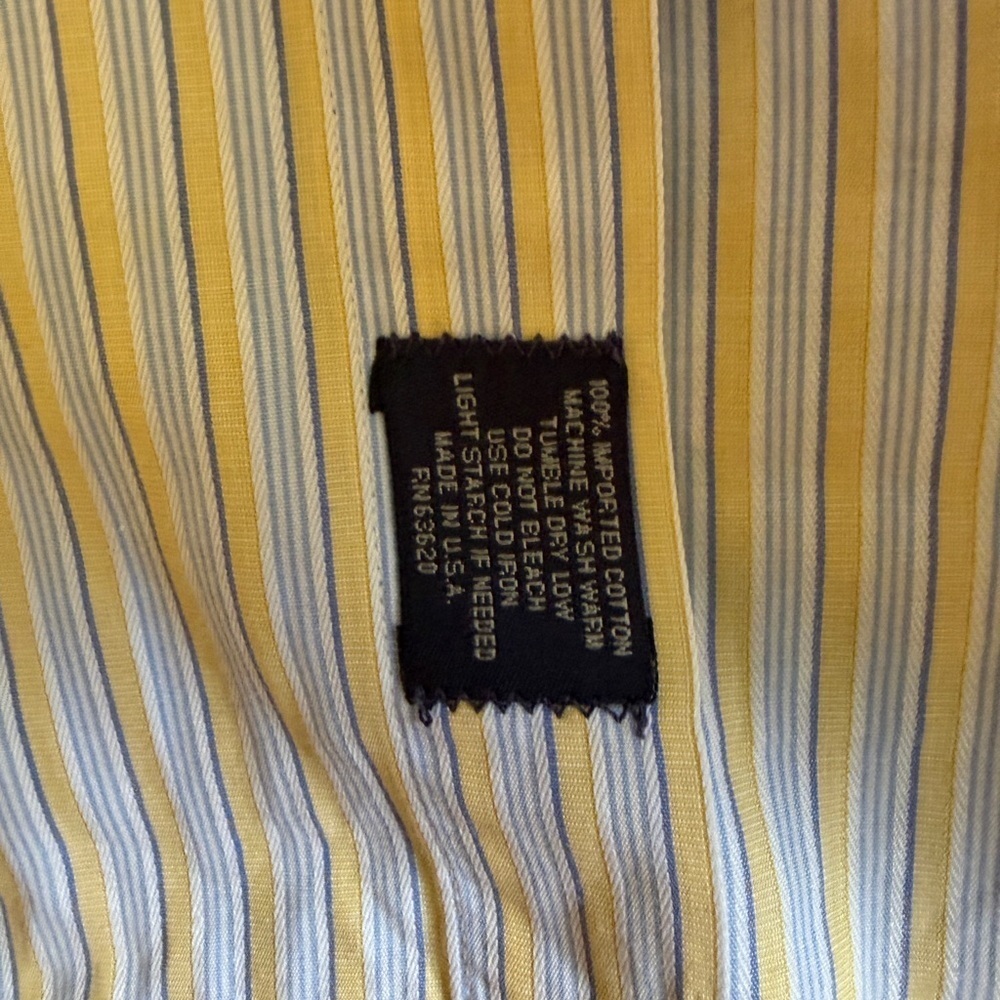 Burberry yellow and blue Striped Mens Dress Shirt- 17R - Picture 5 of 7